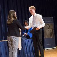 Emily shaking hands with David